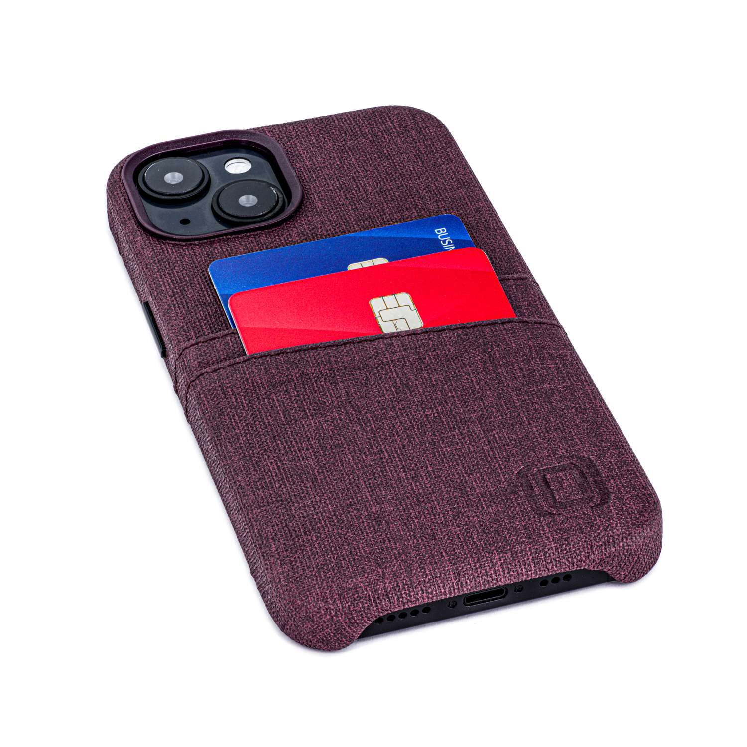 Dockem Card Case for iPhone 14 with Built-in Metal Plate for Magnetic Mounting & 2 Pockets: Luxe M2 (Burgundy)