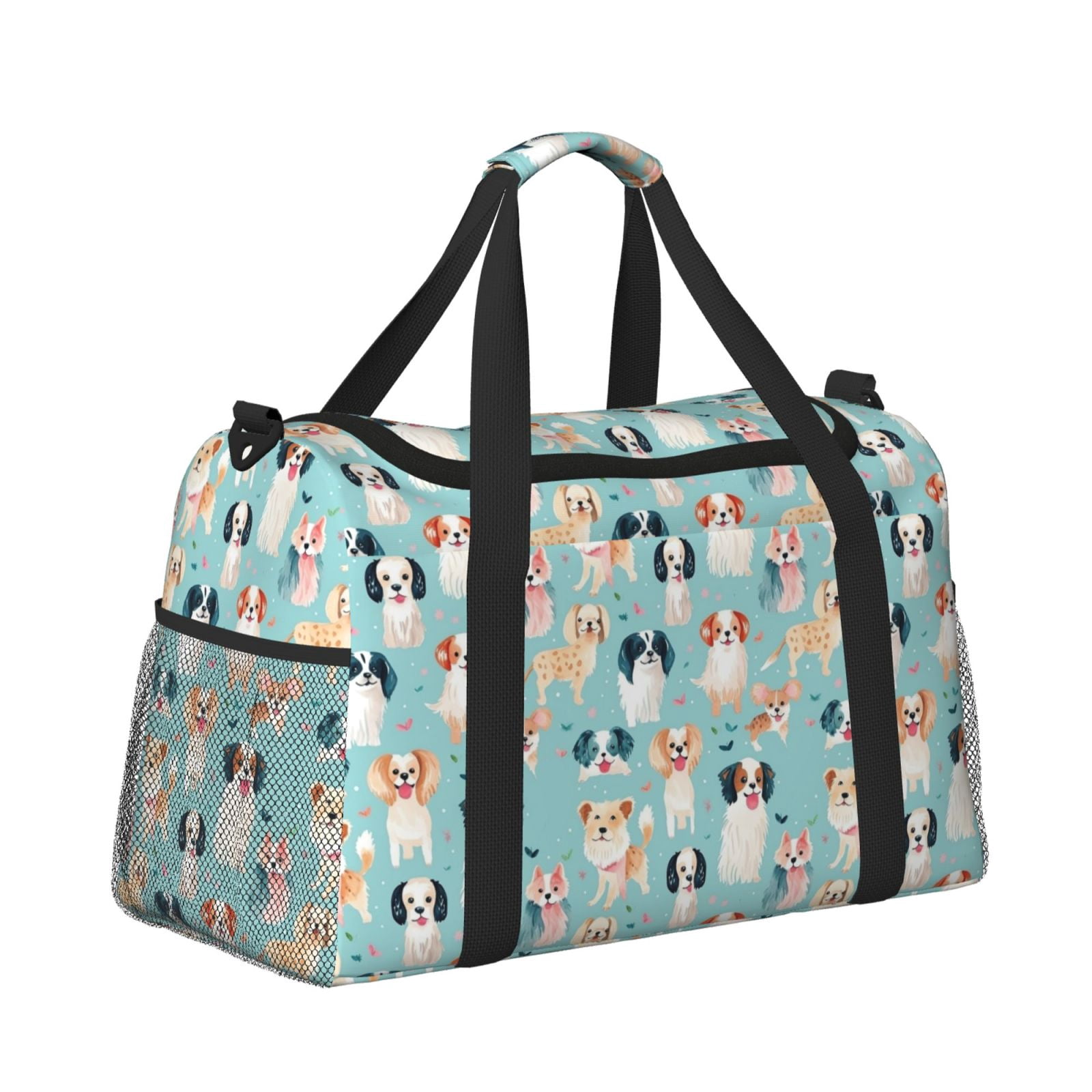 Fuzoiu Colorful Dog Print Travel Duffle Bag,Carry On Tote Bags,Duffel Bag,Sport Gym Bag, Hospital Bag for Labor and Delivery, Overnight Bag,Luggage Bag