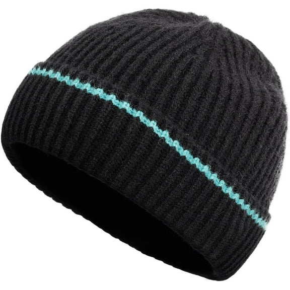 Zhengup Trawler Beanie Watch Hat Roll-up Edge Skullcap Warm Knitted Ribbed Cuffed Skull Hat Cap Unisex Outdoor Plain Knit Hats