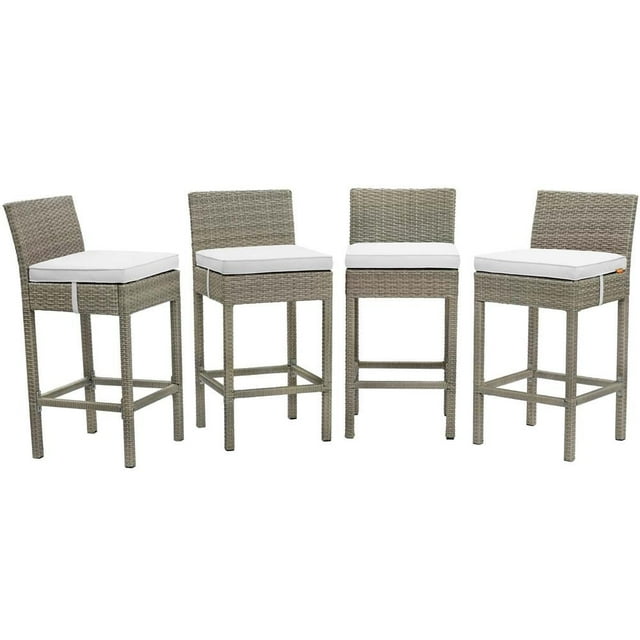 Modway Wicker of 4 Conduit Outdoor Patio Furniture Bar Stool, Light Gray