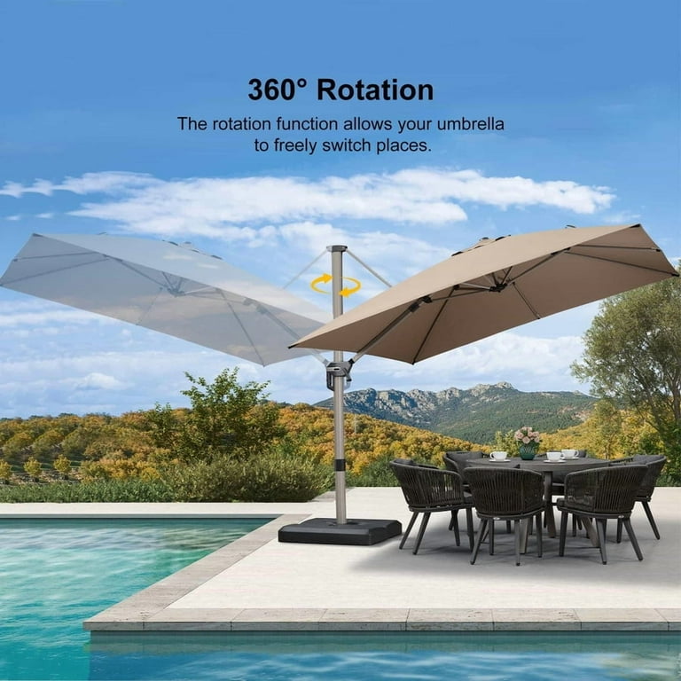 2 diameter 10 patio umbrella Sunnydaze Decor 10' Offset Cantilever Solar Patio Umbrella with LED Lights Crank and Cross Base