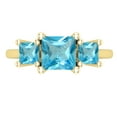 thumbnail image 2 of Dazzlingrock Collection Princess Blue Topaz 3 Stone Engagement Ring for Women (Color Blue, Clarity Moderately Included) in 14K Yellow Gold, Size 5, 2 of 4