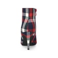 thumbnail image 2 of BLISSFUL STEP Women's Ankle Boots Plaid Stiletto Heel Pointy Toe Side Zipper Dress Boots Blue White 9, 2 of 7