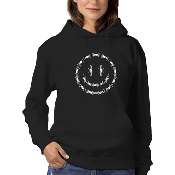 Smiling Barb Wire Face Hoodie Women -Image by Shutterstock, Female x-Large