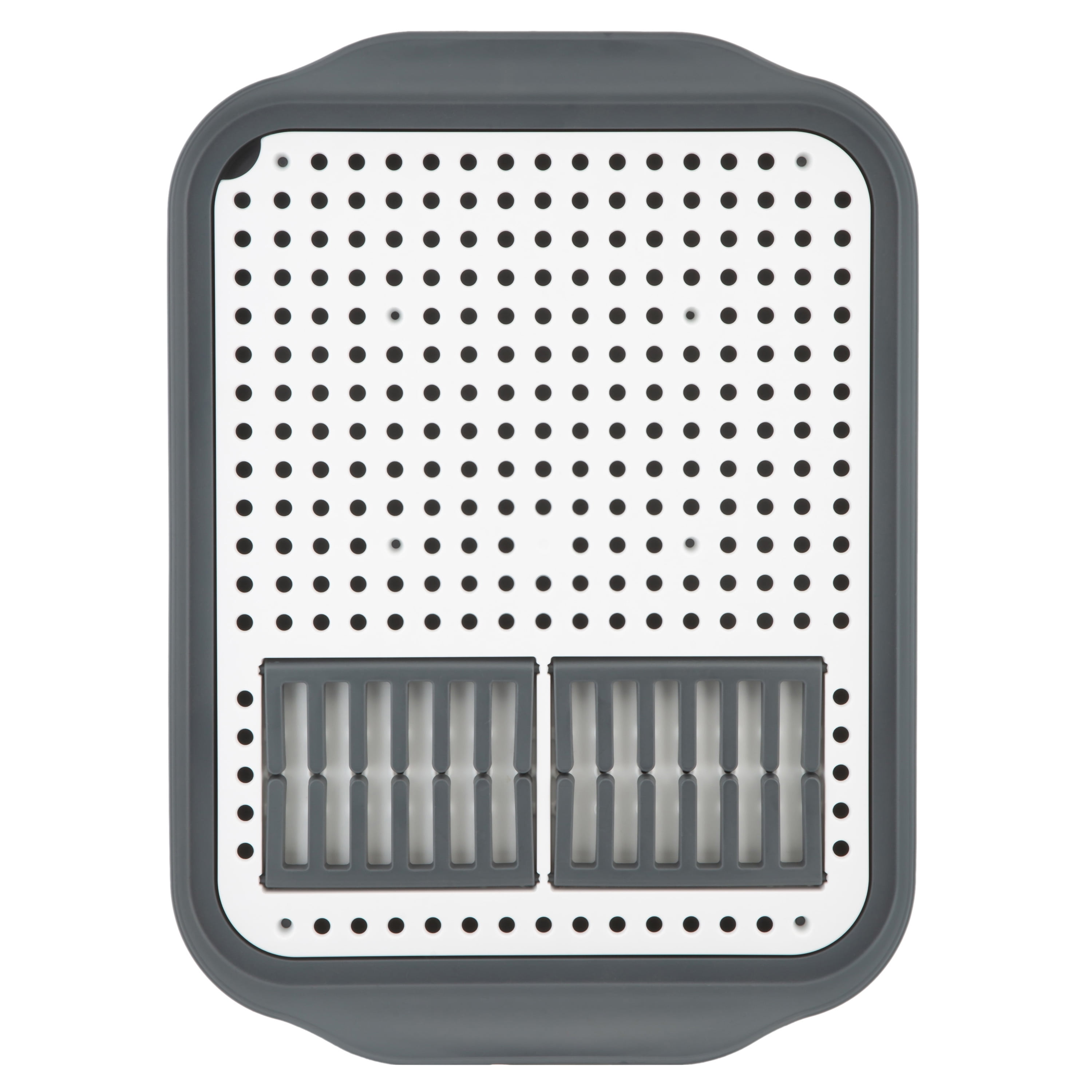 Kitchen Details 2 Tone Self Draining Dish Rack 16" L, Gray