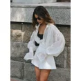 thumbnail image 2 of Camisa blanca elegante para mujer, blusa de oficina de moda para mujer, blusa lisa con solapa y manga larga, ropa para mujer 2024, 2 of 5