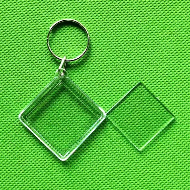 Llavero en blanco de acrílico octogonal con marco de fotos transparente PS y hebilla para colgar fotos