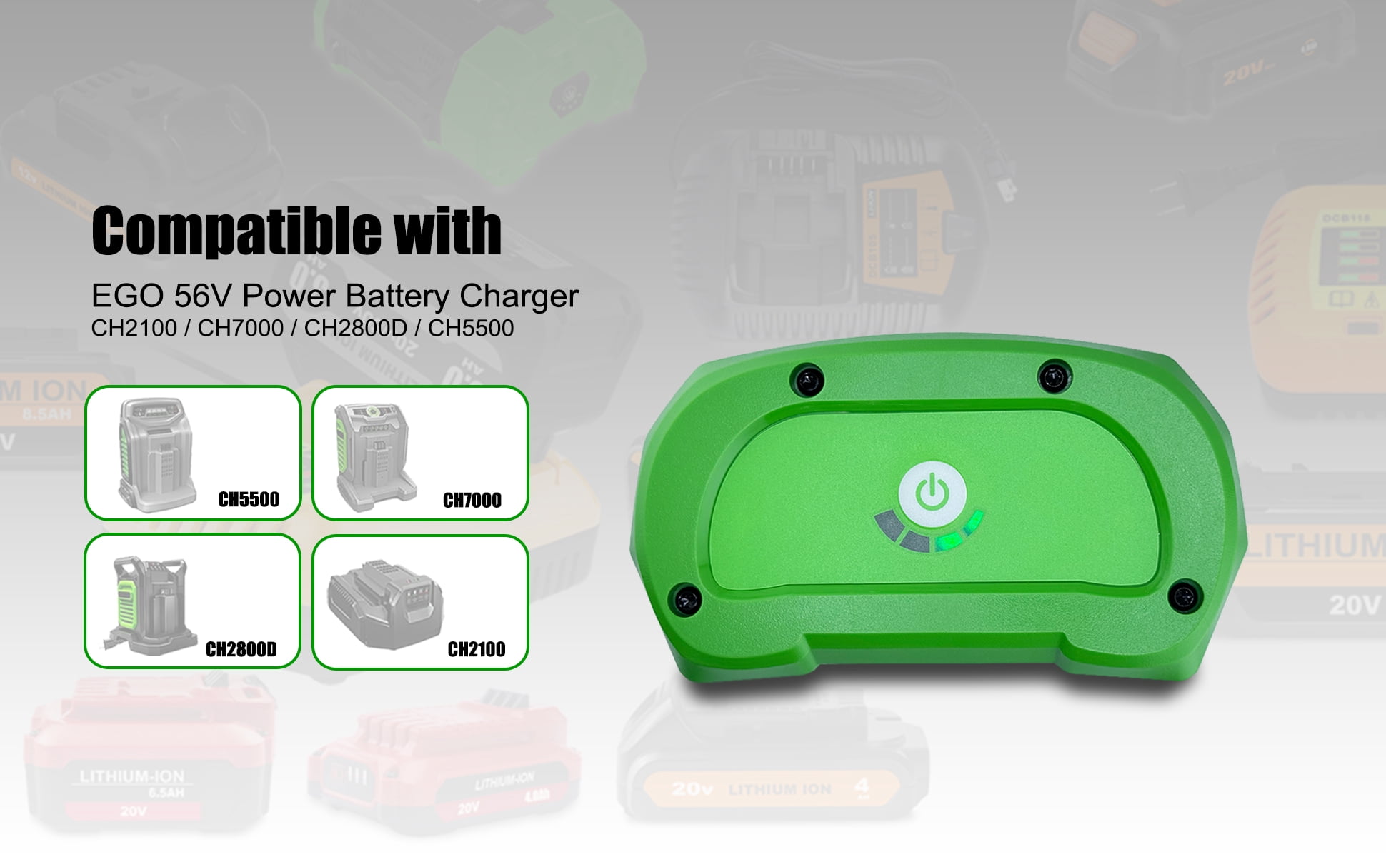 BA2800T 56V 5.5Ah Battery Replacement for 56-Volts Lithium-Ion Battery Pack Compatible with EGO Tools 56V 5.0Ah BA2800 BA2800T 2.5Ah BA1400T BA2240 BA1120 Battery Green