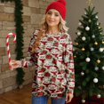 thumbnail image 6 of Women's Casual Long Sleeve Round Neck Sweatshirt Fit Pleated Top with Christmas Print for Fashionable Holiday Outfits and Comfortable Wear,Red,L, 6 of 6