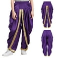thumbnail image 3 of renvena Boys Satin Dhoti Pants Casual Baggy Trousers for Halloween Theme Party Purple 16, 3 of 7