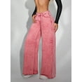 thumbnail image 5 of Women'S Baggy Straight Leg Jeans Elastic High Waisted Denim Pants Bottoms with Pockets Pink XXL, 5 of 9