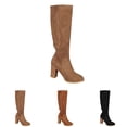 thumbnail image 3 of NOKIO Women’s Knee High Boots Wide Calf Round Toe Chun𝗄y Block Heel Side Zipper Dress Boots Comfortable Winter Riding Style, 3 of 6