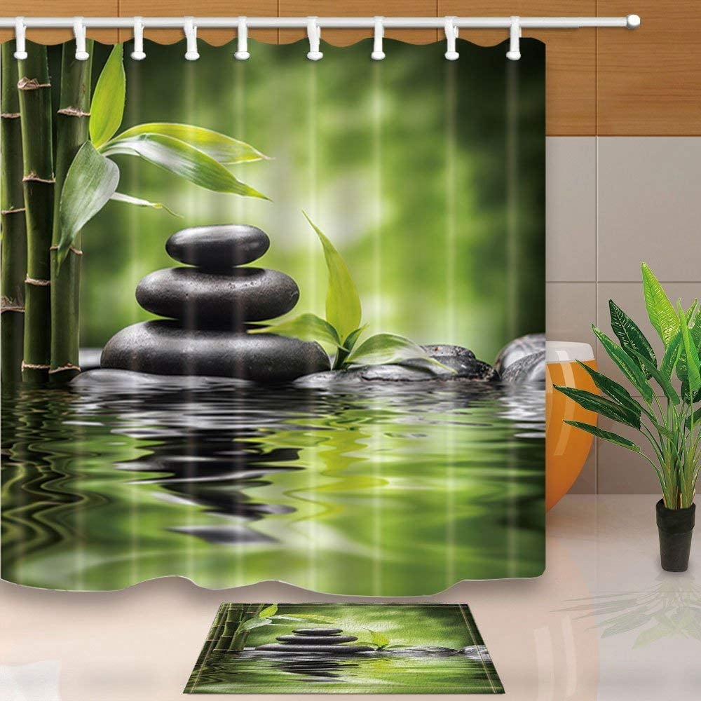Op Spa Decor Zen Garden Theme Basalt, Zen Bamboo Shower Curtain
