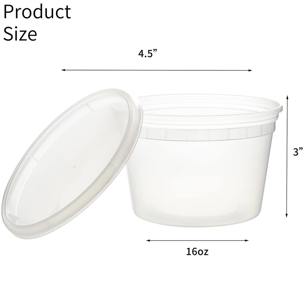 24Pcs 16 oz Disposable Takeout Containers,Deli Containers with Lids,Stackable Food Storage Box,Airtight Leakproof Round Bowls,Non-Spill Plastic Soup Cups,Freezer Safe,for Meal Prep Clear