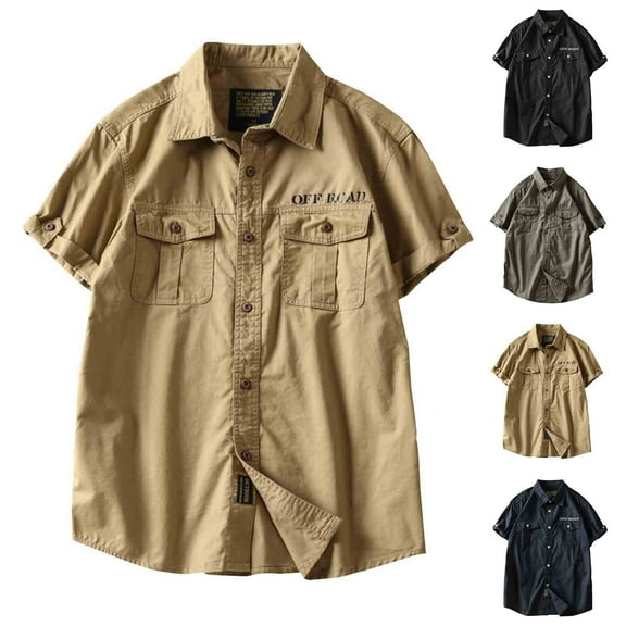 BinBiL Men's Military Tactical Shirt Short Sleeve Cargo Work Outdoor Hiking Camping Hunting Fishing Navy XL(XL)