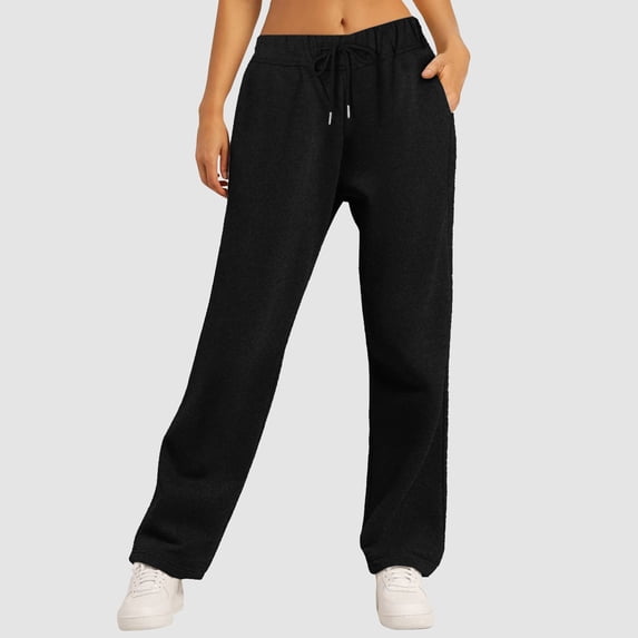 Women Sweatpants 2026 Fall Winter Fashion Drawstring Elastic High Waist Wide Leg Loose Casual Yoga Pants with Pockets
