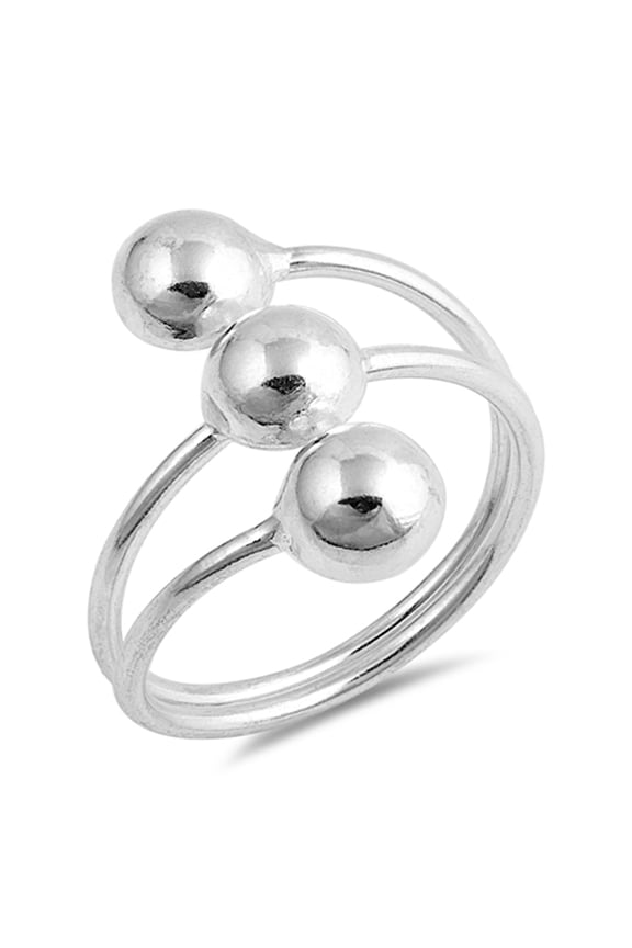 Triple Bead Wide Dainty Cocktail Ring .925 Sterling Silver Band Jewelry Female Male Unisex Size 7