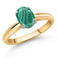 thumbnail image 2 of Gem Stone King 10K Yellow and White Gold Green Malachite Solitaire Engagement Ring for Women (2.00 Cttw, Oval 8X6MM, Gemstone Birthstone, Available in Size 5, 6, 7, 8, 9), 2 of 4