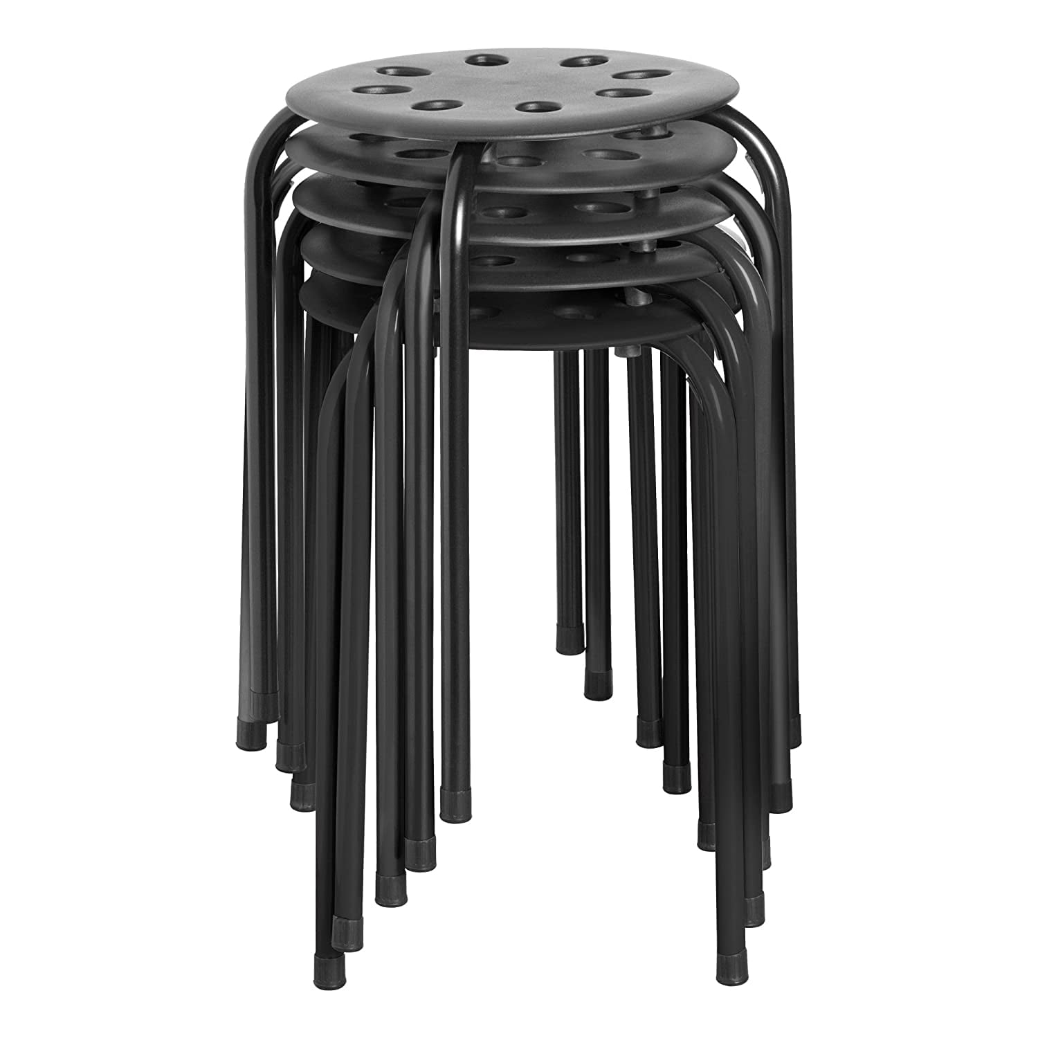 10 Pack Stackable Nesting Stools/Chairs for Kids and Adults Norwood Commercial Furniture Black & Silver Stacking Stool Set