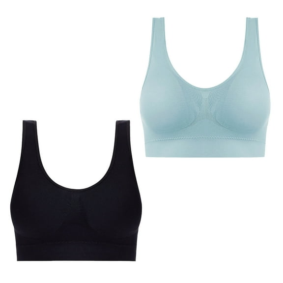Wireless Bras Women Padded Bra Feature V-Neck Sport Bra Style W-1775 Blue-a XL