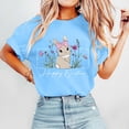 thumbnail image 2 of Easter Print Short Sleeve Top for Women Crew Neck Casual Fashion Blouse Soft Breathable Sky Blue M, 2 of 5