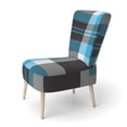 thumbnail image 2 of Designart "Silver and Blue Checked Tartan" Upholstered Patterned Accent Chair and Arm Chair, 2 of 5