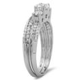 thumbnail image 2 of Dazzlingrock Collection 1.05 Carat (ctw) 14K Round Diamond Ladies 3 Stone Bridal Engagement Ring Set 1 CT, White Gold, Size 6, 2 of 4