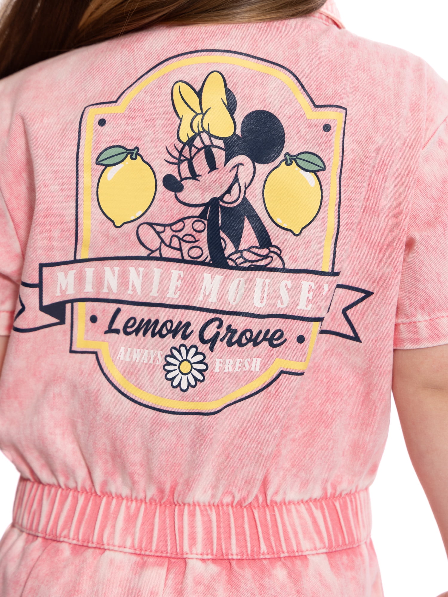 Minnie Mouse Toddler Girl Twill Romper with Short Sleeves, Sizes 12M-5T
