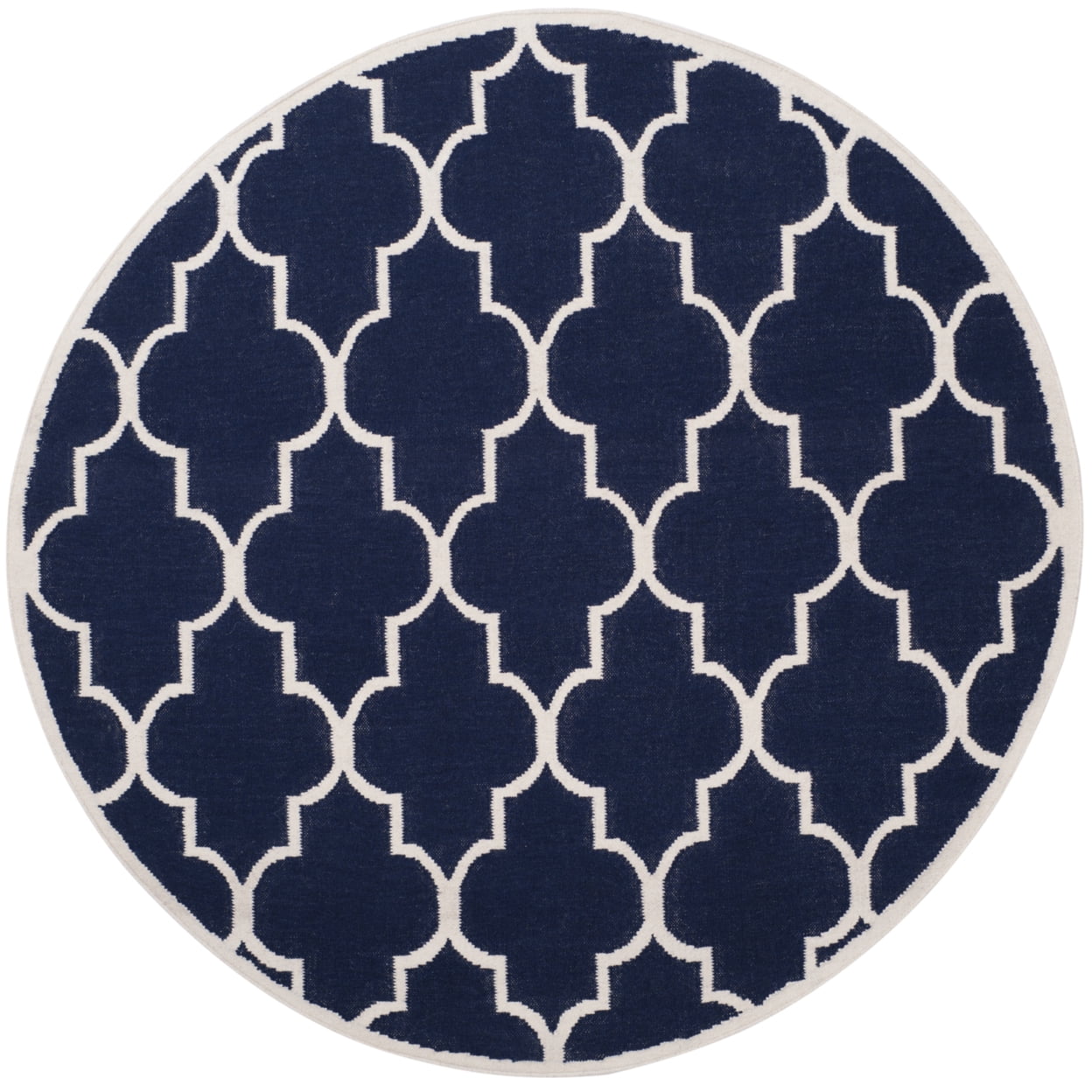 SAFAVIEH Dhurrie Toby Geometric Moroccan Wool Runner Rug, Navy/Ivory, 2'6" x 6'
