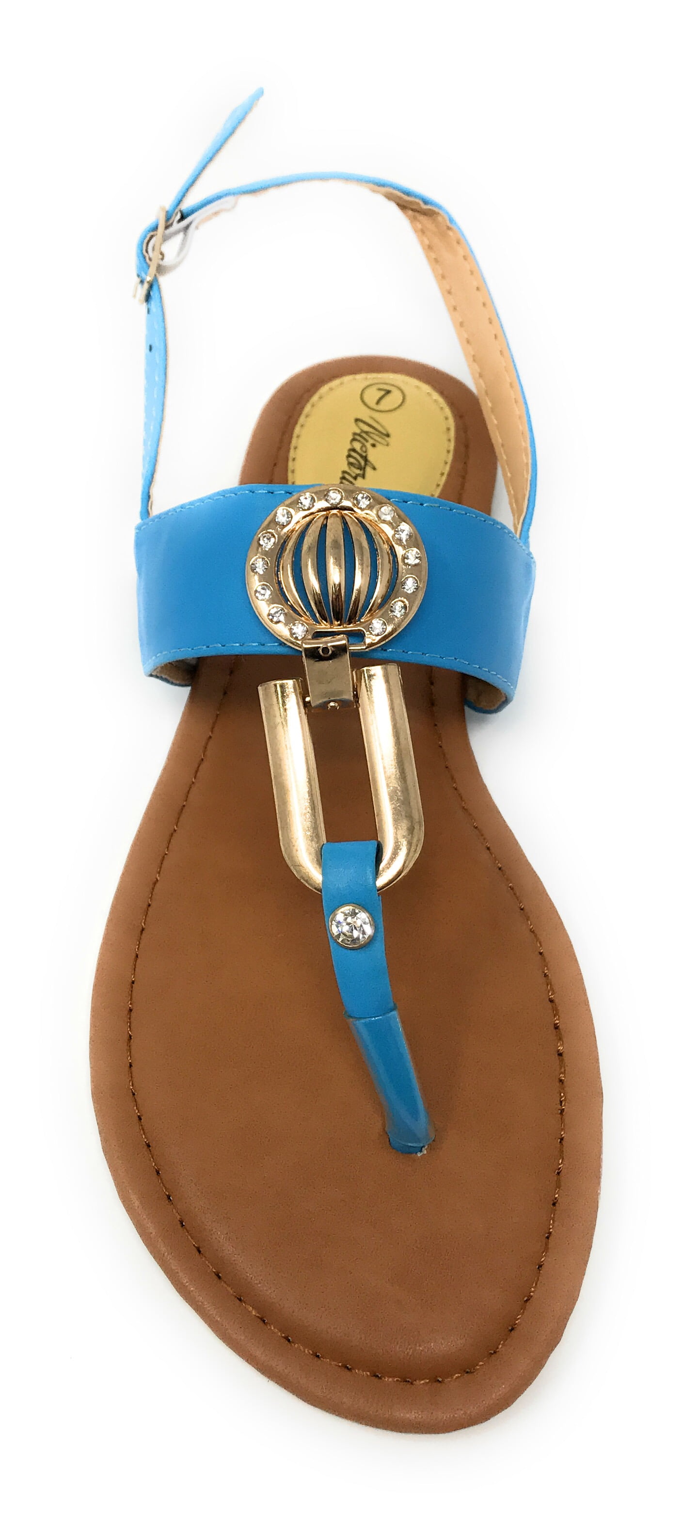 Victoria K Women's Rhinestone and Gold medallion Sandals
