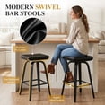 thumbnail image 5 of Guyou 26” Swivel Counter Height Bar Stools Without backrest, Upholstered Farmhouse Bar Stools with Footrest for Kitchen Island, Black-PU Leather(Set of 2), 5 of 12