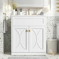 thumbnail image 3 of Miekor Furniture 30" Bathroom Vanity with Ceramic Sink Combo, Modern Freestanding Storage Cabinet with Gold Handles, Soft Closing Doors 23717, 3 of 12