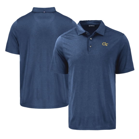 Men's Cutter & Buck Navy Georgia Tech Yellow Jackets Coastline Epic Comfort Eco Recycled Polo
