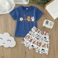 thumbnail image 2 of Toddler Boy Girls Short Sleeve Cartoon Baseball Prints T Shirt Tops Shorts Outfits Clothing Sets,Size 6 Months-12 Months, 2 of 4