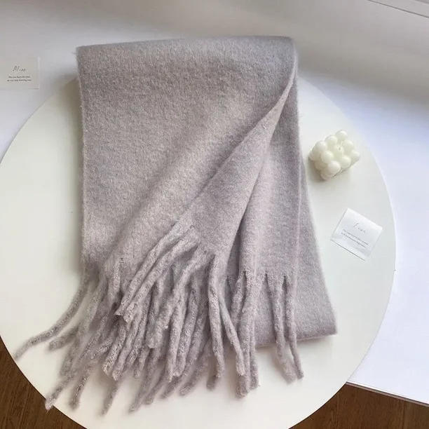 Bufanda de invierno de Color sólido para mujer, chal de Pashmina suave, grueso y cálido, chal de Cachemira grande, Bufanda versátil de invierno
