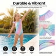 thumbnail image 4 of Girls Mermaid One Piece Scale Print Swimwear Colorful Bathing Suits Cute Kids Princess Beach Swimsuit Size 3T, 4 of 11