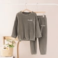 thumbnail image 2 of KPOPLK Pajamas for Girls Cute Graphic Print Long Sleeves & Plaid Pant Clothes Winter Fall 2-Piece Soft PJS Set Size 9-10 Years,Coffee, 2 of 4