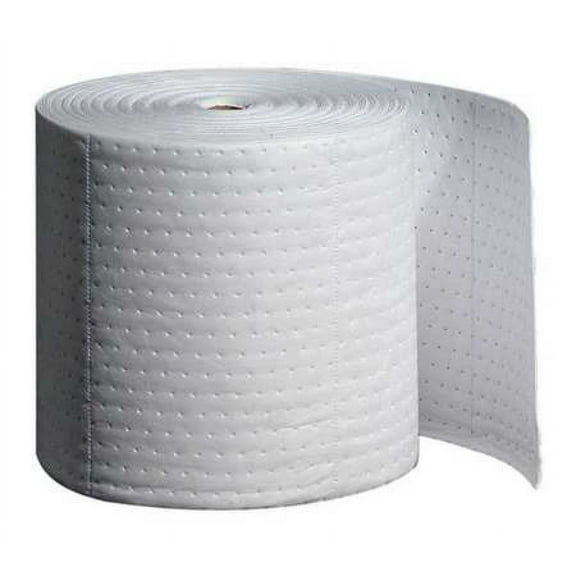 Pig Sorbent Roll, 16 gal, 15 in x 150 ft, Oil, White, Polypropylene MAT446
