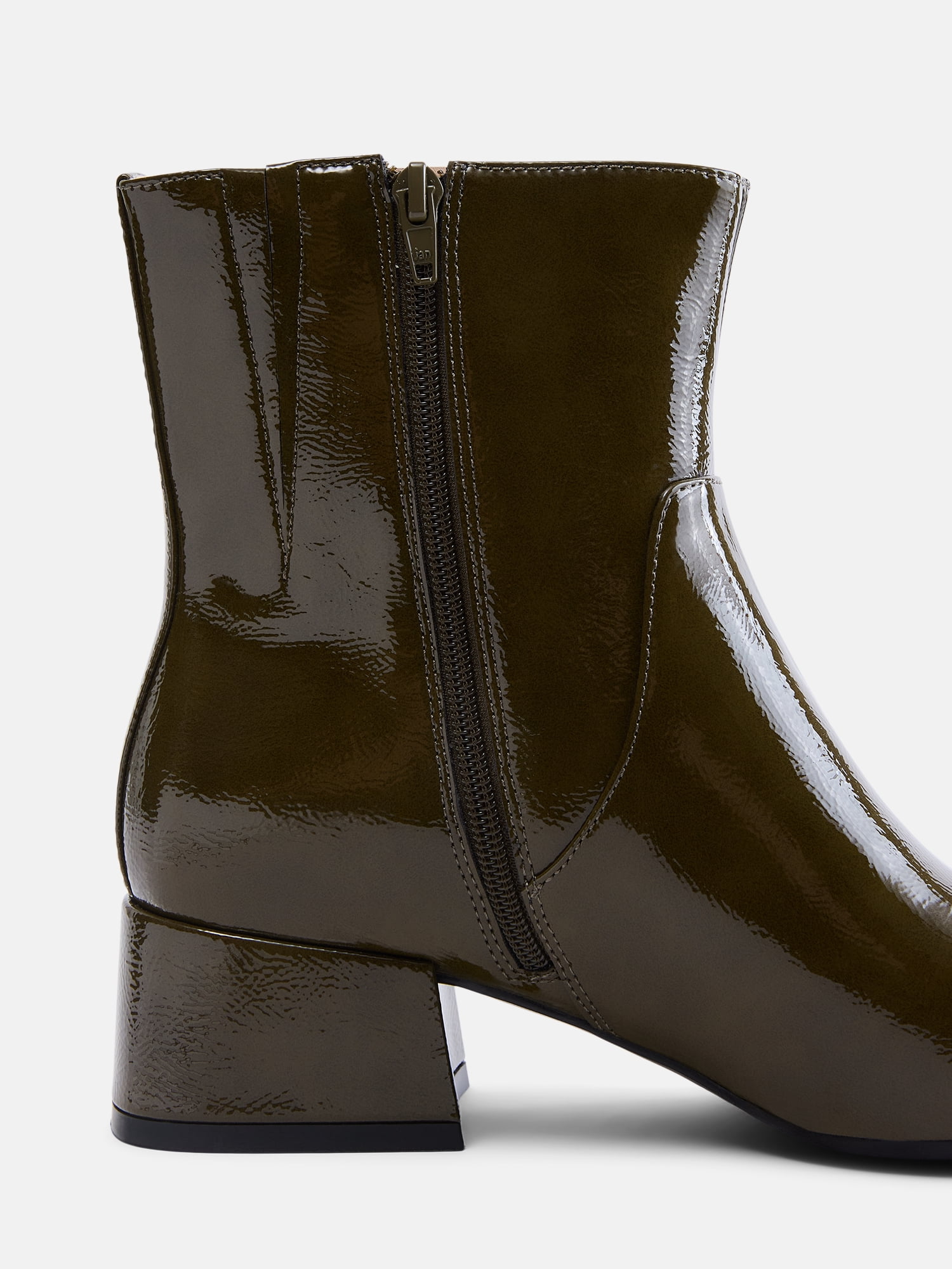 Scenario Women's Faux Leather Ankle Booties with Block Heel