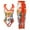 Orange, variant on EGNMCR Womens Swimsuits Ladies Fashion Retro Print Tight Fitting Bikini Women's One-piece Swimsuit Chiffon Overskirt Suit