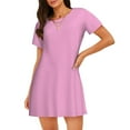 thumbnail image 1 of Fotbe Pink Bata de Dormir para Mujer con Estampado, Camisón de Algodón de Manga Corta, Ropa de Dormir Casual, 1 of 6