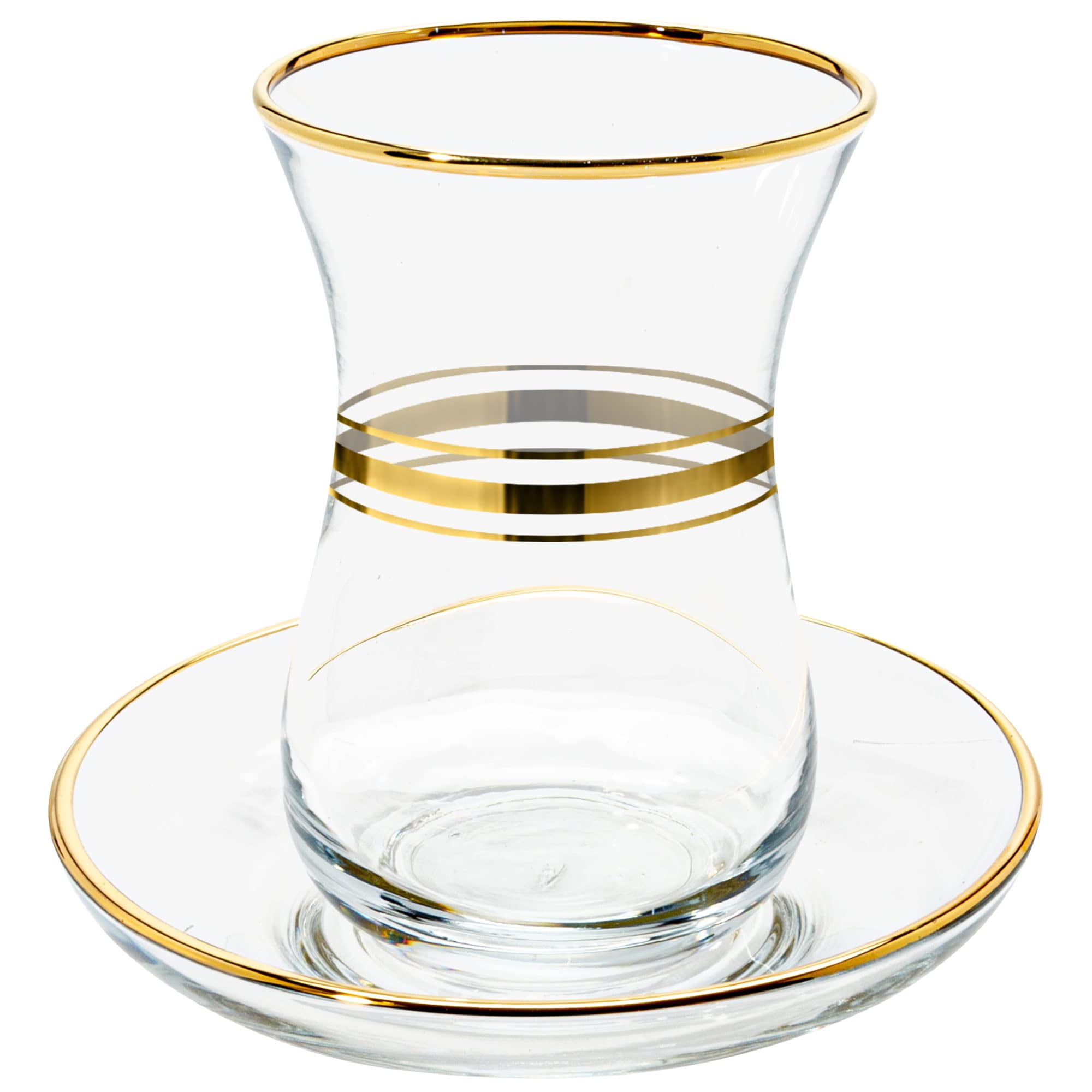 Vissmarta Tea Glasses Saucers Set with Handle 4.5 oz-135 ml