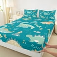thumbnail image 3 of Castle Fairy Cute Jungle Dino 4pcs Bed Sheets for Kids Teens Boys,Cartoon Rainbow Dinosaur King Sheets,Kawaii Animal Super Cozy Sheet Set,Breathable Home Decor, 3 of 7