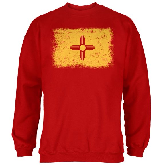 Born and Raised New Mexico State Flag Mens Sweatshirt Red 2XL