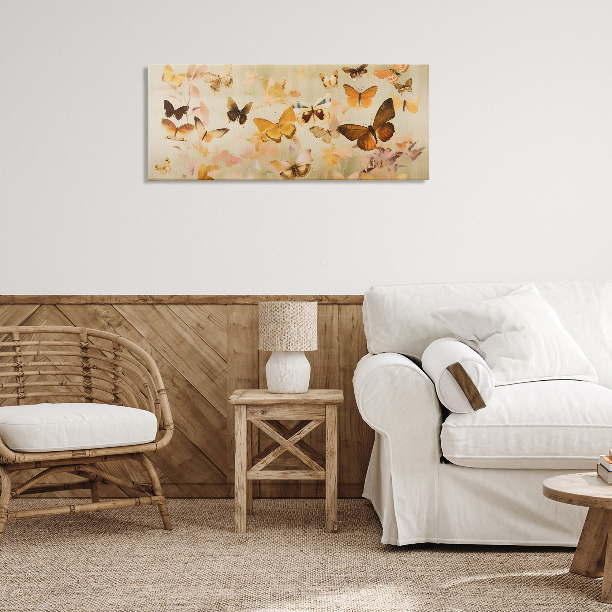 Stupell Industries Neutral Butterfly Array Animals & Insects Painting Gallery Wrapped Canvas Art Print Wall Art, 40 x 17