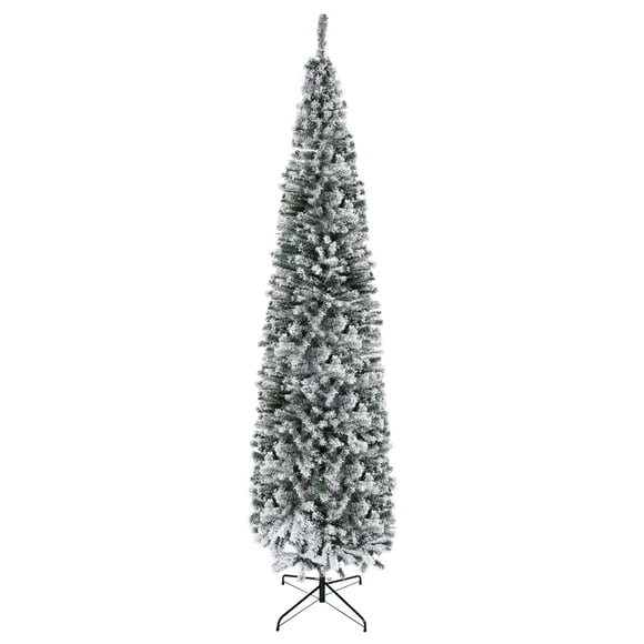 Árbol de Navidad HOMCOM cubierto de nieve de 9 pies de altura con 1014 puntas