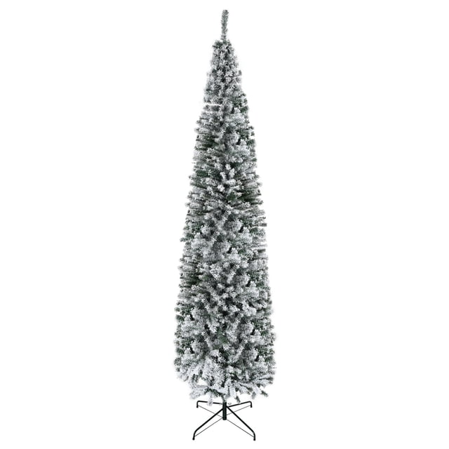 Árbol de Navidad HOMCOM cubierto de nieve de 9 pies de altura con 1014 puntas
