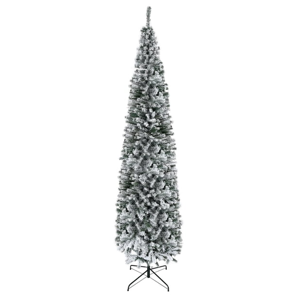 Árbol de Navidad HOMCOM cubierto de nieve de 9 pies de altura con 1014 puntas