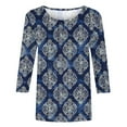 thumbnail image 4 of CYMMPU 3/4 Sleeve Blouses for Women Dressy Casual Floral Pattern Crew Neck Fall Fashion Shirts Loose Fit Tunic Tops Spring Tops Lightweight Basic T-Shirts Multicolor XXL, 4 of 5