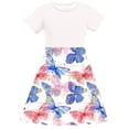 thumbnail image 6 of GaThRRgYP Girls Short Sleeve Dress,Toddler Kids Girls Cute Splicing Print Short Sleeve Stretchy Dress A Line Dress Multicolor 4 Years, 6 of 7
